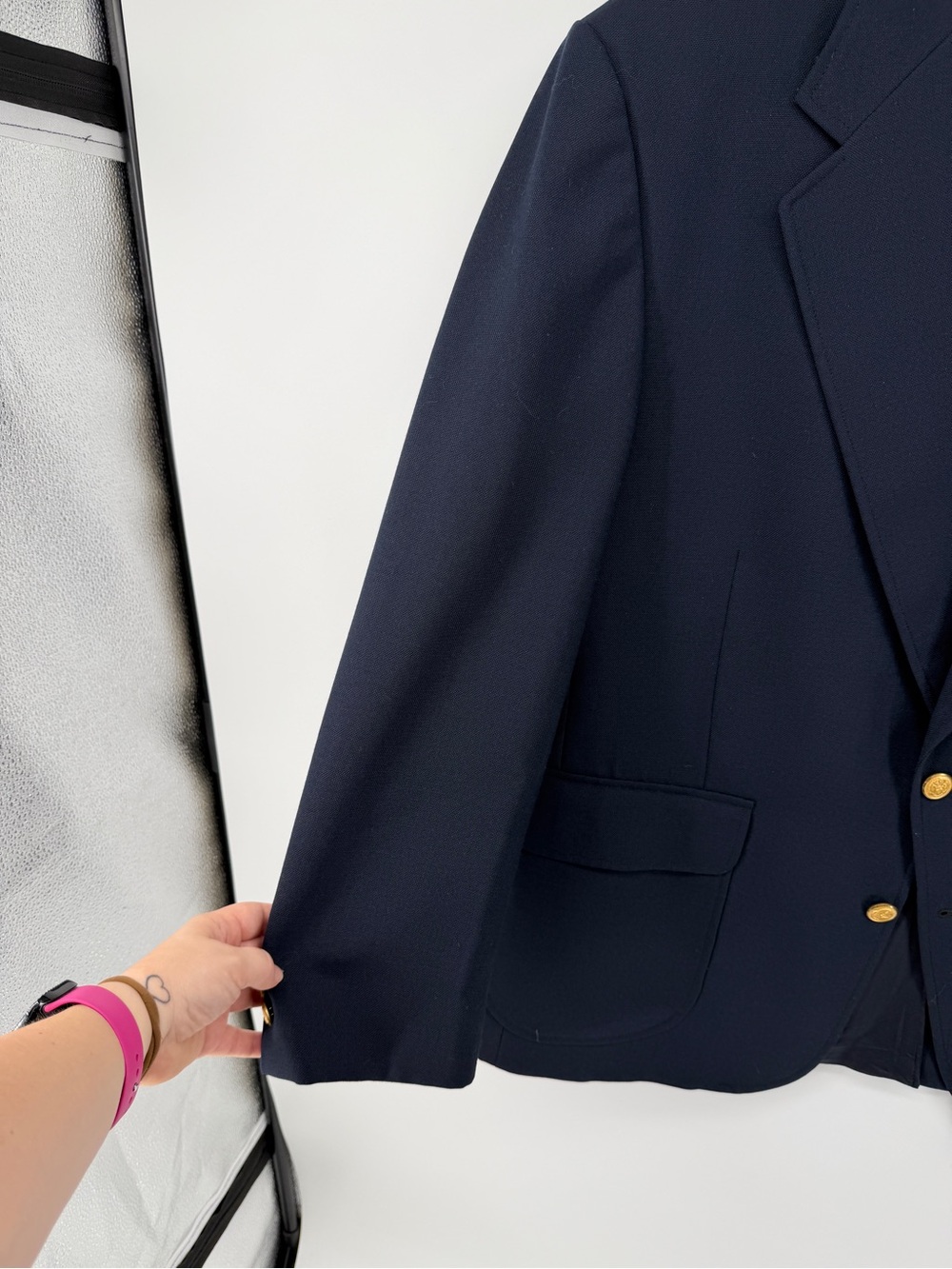 VTG Old Money Dark Academia Preppy Rogers Scott Navy Blue Blazer Jacket 46R - Picture 2 of 13